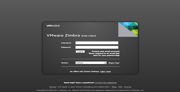 zimbra sign in page